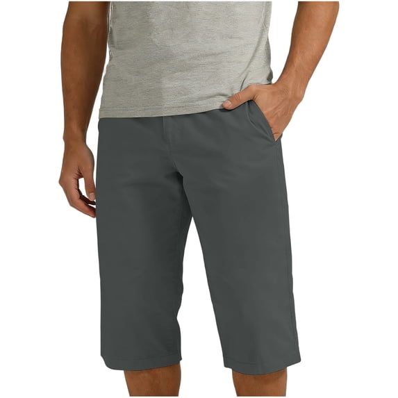 Stamzod Men's Capri Pants Casual Chino Golf Dress Shorts Below Knee 3/4 Straight Leg Work Shorts with Pockets Dark Gray XL