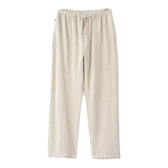 Stamzod Men's Capri Pants Lightweight Loose Drawstring Waist Beach Yoga Trousers Straight Breathable Plus Size Causal Mens Shorts with Pockets