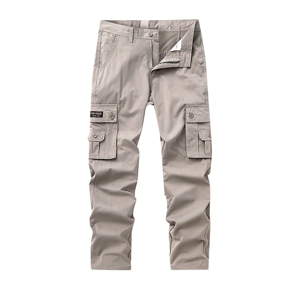 Stamzod Men's Cargo Pants Slim Fit Multi Pockets Combat Work Pants Button Zipper Solid Wear-Resistanting Hiking Sweatpants for Men