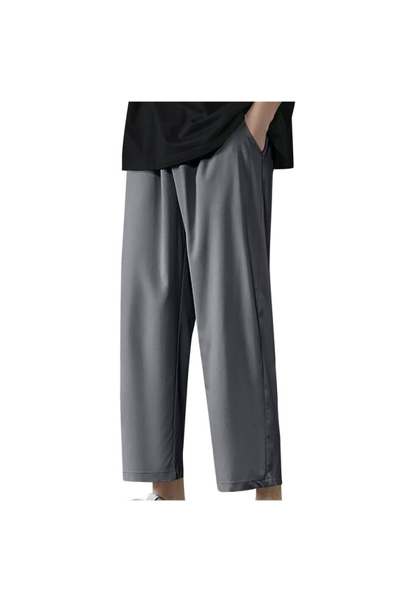Men's Casual Pants Elastic Waist Open Bottom Lounge Trousers Lightweight Breathable Wide Leg Plus Size Beach Yoga Pants with Pockets