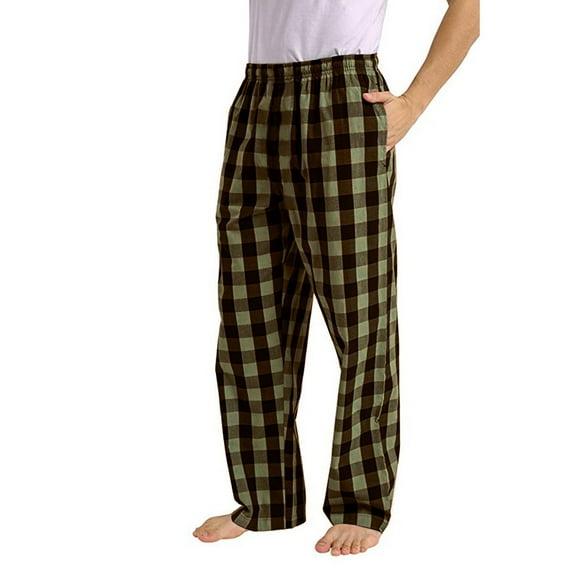 Stamzod Men's Casual Plaid Print Loose Sport Plaid Long Pants Straight Leg Trousers