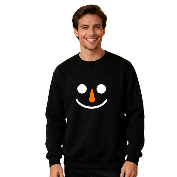 Stamzod Men's Christmas Crewneck Sweatshirt Fashion Cute Printed Long Sleeve Sweatshirts Holiday Matching Christmas Couple Shirts for Men Black B XL