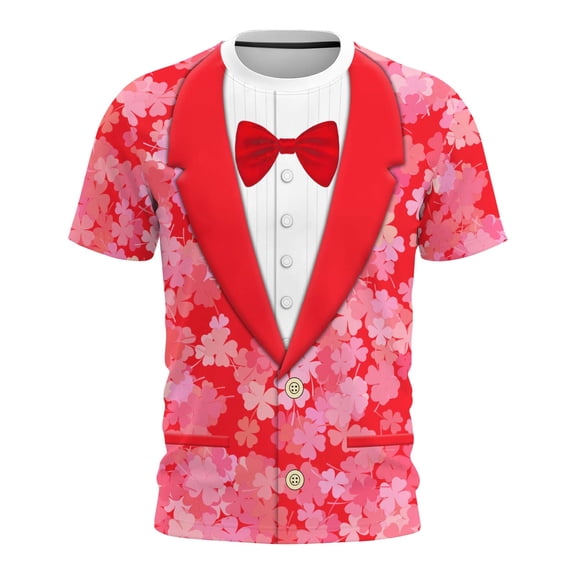 Stamzod Men's Clothes Summer Short Sleeve Valentine's Tee Tops Crewneck Casual Tshirts Shirts for Men Pink J M