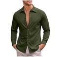 thumbnail image 1 of Stamzod Men's Dress Shirts Deep V Neck Long Sleeve Wrinkle-Free formal Shirt Business Casual Button Down Shirts Army Green S, 1 of 8