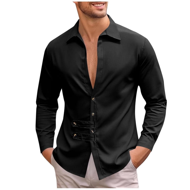 mens black dress shirts long sleeve Stamzod Men's Deep V Neck Wrinkle-Free formal Shirt Business Casual Button Down Shirts XXXL making them perfect for