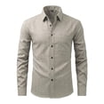 thumbnail image 1 of Stamzod Men's Dress Shirts Solid Collared Long Sleeve Shirt Business Casual Work Button Up Shirt with Pockets Gray 01 L, 1 of 5