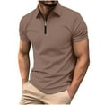 thumbnail image 1 of Stamzod Men's Dress Shirts Solid Color Turndown Short Sleeve 1/4 Zip Pullover Mens Work Shirt Business Casual Oversized Shirt Coffee F XXL, 1 of 6