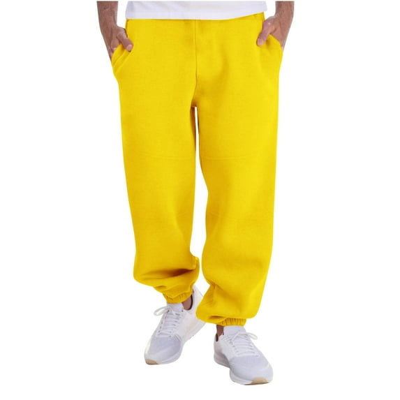 Stamzod Men's Fashion Casual Pants Loose Fitness Solid Color Elastic Waist Tapered Sweatpants Men with Pocket