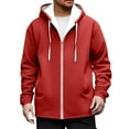 thumbnail image 1 of Stamzod Men's Fashion Sherpa Hoodie Long Sleeve Hooded Fleece Jacket Men Casual Thicked Warm Winter Coats with Pocket Red XL, 1 of 5