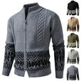 thumbnail image 1 of Stamzod Men's Fashion Sweater Jacket Casual Stand Collar Long Sleeve Full Zip Jackets for Men Winter Coat Knitted Sweaters Black F L, 1 of 6