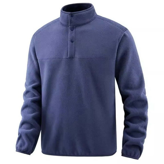 Stamzod Men's Fleece Sweatshirts Long Sleeve Warm Thermal Mock Neck Pullovers Button Down Slim Fit Plus Size Fall Winter Outerwear