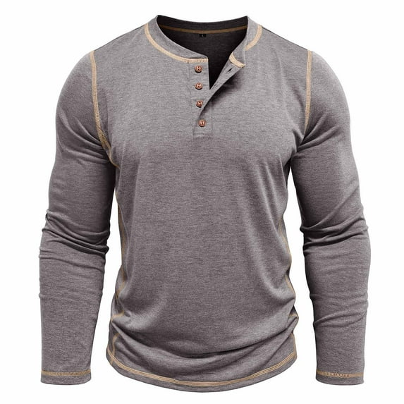 Stamzod Men's Golf Shirt Long Sleeve Thermal Fall Winter Underwear Top Casual Slim Fit Button Up Lightweight Fashion Patchwork T Shirts
