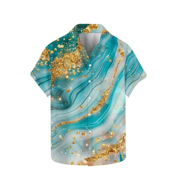 Stamzod Men's Hawaiian Shirts Fashion Tropical Printed Summer Short Sleeve Button Up Shirt Casual Loose Vacation Beach Shirts for Men Sky Blue XL