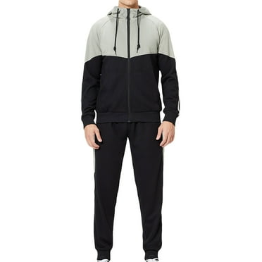 Stamzod Men's Hooded Athletic Tracksuit Long Sleeve Full-Zip Jacket And Jogging Sweatpants Sportsuits 2 Piece Fasion Patchwork Sweatsuit for Me on Sale