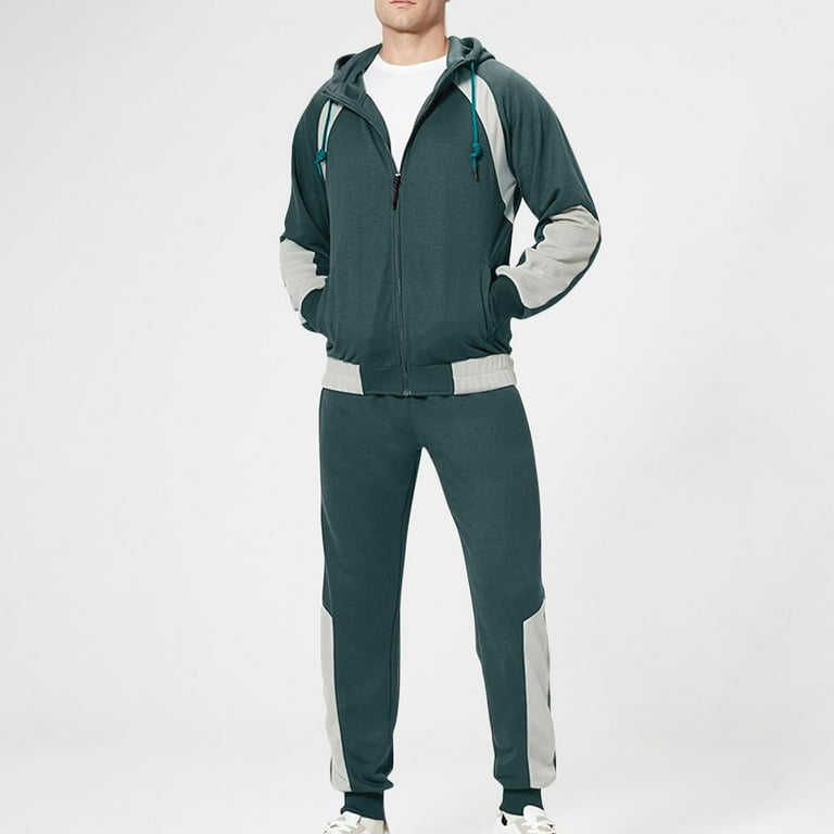 Stamzod Men's Hooded Athletic Tracksuit Long Sleeve Jogging Suits