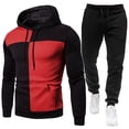 thumbnail image 1 of Stamzod Men's Hooded Sweatsuit Set with Fleece Lined Long Sleeve Causal Jogging Suit Classic Color Block Warm Up Tracksuits for Men 2 Piece Outfits on, 1 of 5