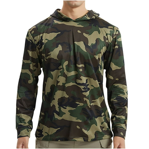 Stamzod Men Hunting Camo Hoodies Sun Protection Long Sleeve Sweatshirts Quick Dry Lightweight Hunting Clothes for Men