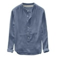 thumbnail image 1 of Stamzod Men's Linen Shirts Clearance Plus Size Long Sleeve Breathable Mens Shirts Fashion Solid Color Button Up Hawaiian Shirts For Men, 1 of 6