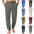 thumbnail image 1 of Stamzod Men's Pajama Pants Solid Color Elastic Waist Soft Sleep Pants with Pocket Sleepwear Casual Pajamas for Men Coffee-2 XL, 1 of 9