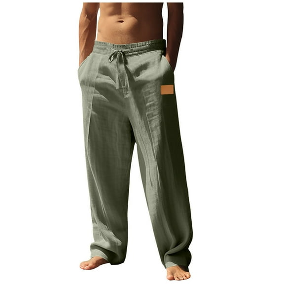 Stamzod Men's Pants Fashion Solid Color Casual Loose Stretch Waist Sweatpants Spring & Fall Outdoor Workout Work Pants for Men with Pocket Army Green M