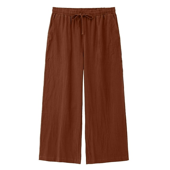 Stamzod Men's Pants Fashion Solid Color Summer Elastic Waist Straight Wide Leg Drawstring Sweatpants Casual Loose Vacation Beach Pants for Men Brown XXXXL