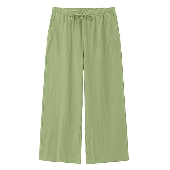 Stamzod Men's Pants Fashion Solid Color Summer Elastic Waist Straight Wide Leg Drawstring Sweatpants Casual Loose Vacation Beach Pants for Men Green XXXXL