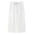 thumbnail image 1 of Stamzod Men's Pants Fashion Solid Color Summer Elastic Waist Straight Wide Leg Drawstring Sweatpants Casual Loose Vacation Beach Pants for Men White XXXL, 1 of 3