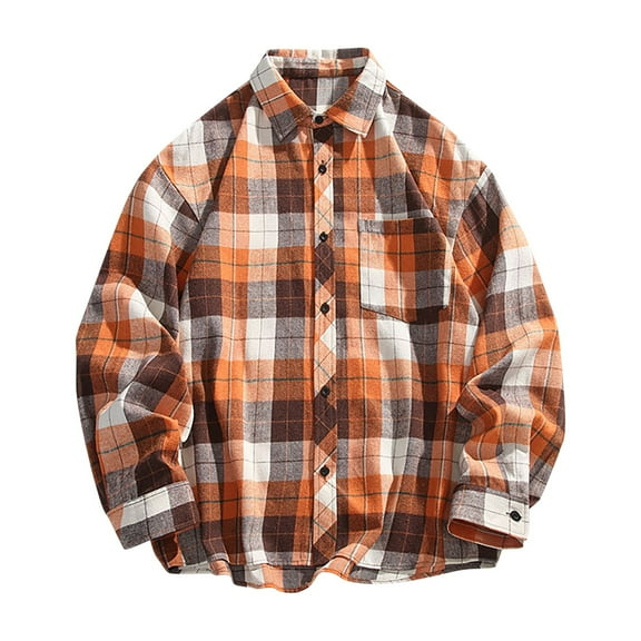 Stamzod Men's Plaid Shirt Long Sleeve Button Down Casual Flannel Shirts Loose Fit Plus Size Beach Hawaiian Shirts