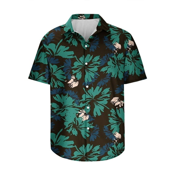 Stamzod Men's Plus Size Hawaiian Shirt Short Sleeve Casual Summer Beach Shirt Floral Print Button Down Tropical Shirts Graphic Tees On Clearance