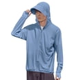 thumbnail image 1 of Stamzod Men's Rash Guard Jackets Summer Solid Color Long Sleeve Zip Up Outdoor Hiking Running Sun Hoodie Casual Loose Pus Size Sun Protection Shirts for Men Navy XL, 1 of 9