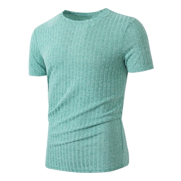 Stamzod Men's Ribbed Workout Shirts Solid Color Short Sleeve Gym T-Shirts Casual Loose Fit Oversized Tshirts for Men Green XL