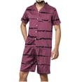 thumbnail image 1 of Stamzod Men's Satin Pajama Set Striped Short Sleeve Button Down Classic Sleepwear Soft Comfy Loungewear with Front Pocket Mens Short Outfits, 1 of 5