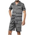 thumbnail image 1 of Stamzod Men's Satin Pajama Set Striped Short Sleeve Button Down Classic Sleepwear Soft Comfy Loungewear with Front Pocket Mens Short Outfits, 1 of 5