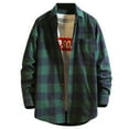 thumbnail image 1 of Stamzod Men's Shirts Fashion Plaid Printed Turndown Button Down Shirt Men Loungewear Casual Loose Long Sleeve Shirts for Men Green XXXXL, 1 of 3