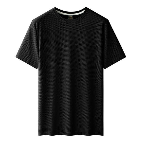 Stamzod Men's Shirts Fashion Solid Color Summer Crew Neck Short Sleeve Pullover Shirt Daily Casual Loose Plus Size T Shirts for Man Black M