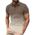 thumbnail image 1 of Stamzod Men's Shirts Summer Gradient Print Turndown Short Sleeve Golf Shirt Casual Plus Size Work Tops for Men Brown-1 XXXL, 1 of 5