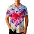 thumbnail image 1 of Stamzod Men's Short Sleeve Button Down Shirt Summer Lover Heart Beach Shirts Casual Oversized Hawaiian Shirt for Men Multicolor XXXL, 1 of 9