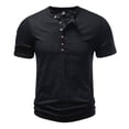 thumbnail image 1 of Stamzod Men's Short Sleeve Henley Shirts Cotton Button Casual T-Shirts 2026 Work Basic Tee Tops Black E L, 1 of 9