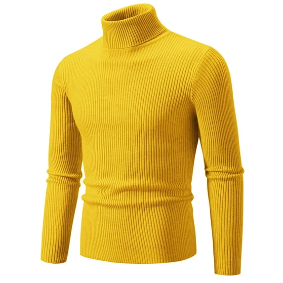 Stamzod Men's Slim Fit Knitted Basic Tops Long Sleeve Vintage Ribbed Turtleneck Sweater Plus Size Warm Up Pullover Sweatshirt for Men on