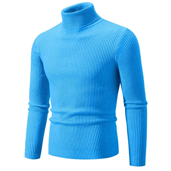 Stamzod Men's Slim Fit Knitted Basic Tops Long Sleeve Vintage Ribbed Turtleneck Sweater Plus Size Warm Up Pullover Sweatshirt for Men on