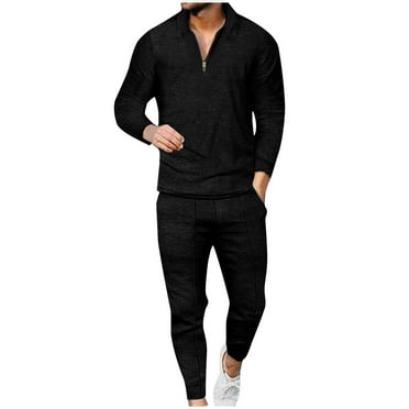 Stamzod Men's Suits Clearance Men's Tracksuits Set 2 Piece Sweatsuits Casual V Neck Men's Business Suit Long Sleeve Pullover Jogging Suit Set