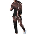 thumbnail image 1 of Stamzod Men's Sweat Suit 2 Piece Fashion Gradient Long Sleeve Shirts and Sweatpants Set Casual Tracksuit Men Workout Outfit Brown C S, 1 of 5