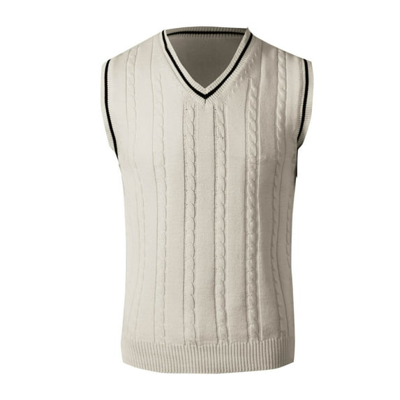 Stamzod Men's Sweater Vests V Neck Sleeveless Ribbed Knit Pullover Sweater Classic Color Block Slim Fit Warm Fall Winter Tank Tops Plus Size