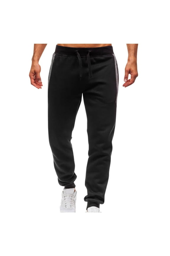 Men's Sweatpants with Zipper Pockets Tapered Running Trousers Drawstring Waist Fashion Patchwork Athletic Pants for Workout Jogging