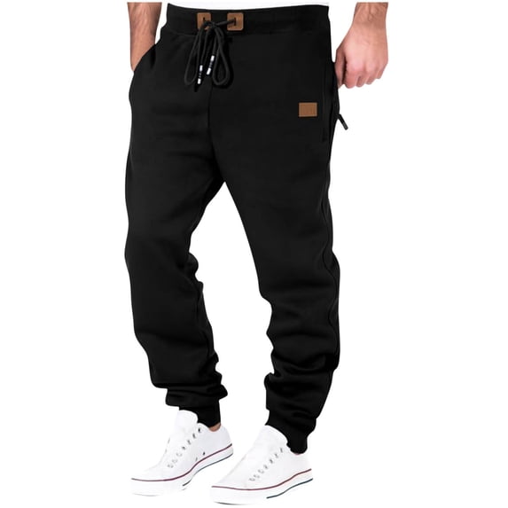 Stamzod Men's Sweatpants with Zipper Pockets Open Bottom Work Pants Plus Size Athletic Pants for Jogging, Workout, Gym, Running, Training