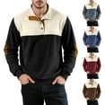 thumbnail image 1 of Stamzod Men's Sweatshirts Fashion Patchwork Turndown Long Sleeve Sweatshirt with Button Casual Oversized Pullover Tops Black S, 1 of 5