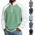 thumbnail image 1 of Stamzod Men's Sweatshirts Loose Casual Raglan Quarter Zip Pullover Men Sweatshirt Fall Winter Stand Collar Long Sleeve Waffle Shirt, 1 of 8