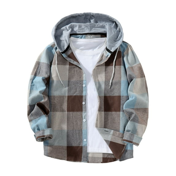 Stamzod Men's Sweatshirts and Hoodies Summer Spring Casual Plain Hoodie Long Sleeve Button Down Shirts for Men Light Blue-3 XXL