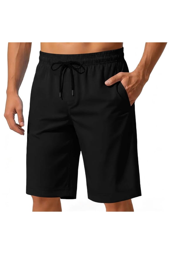 Men's Swim Trunks 2 In 1 Quick-Dry Beach Shorts with Pockets Lightweight Bathing Suit Black XXL