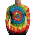 thumbnail image 1 of Stamzod Men's T-Shirts Fashion Tie-Dye Printed Crewneck Athletic Workout Shirts Casual Oversized Long Sleeve Shirts for Men Red M, 1 of 5